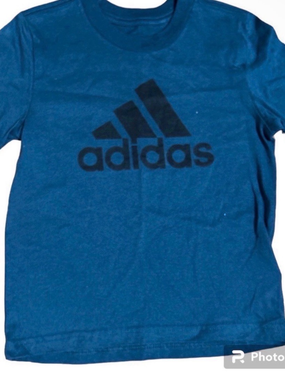 Adidas Boys Short Sleeve Graphic T-Shirt Teal Blue Black Logo Tee Shirt 4Y